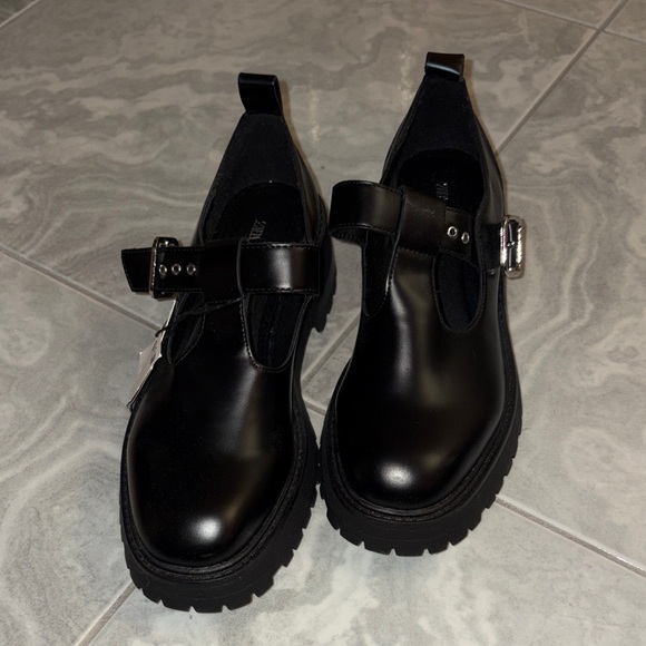 Zara Shoes - Zara Black Chunky Loafers with Buckle